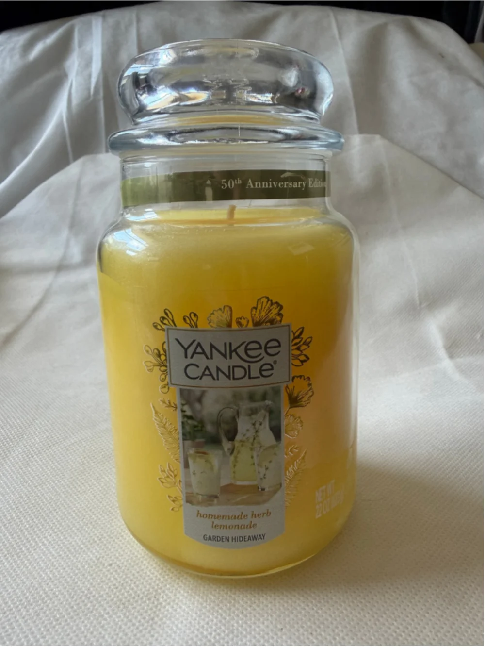 NEW Yankee Candle Homemade Herb Lemonade Large Jar 22 Oz Yellow 50th Anniversary